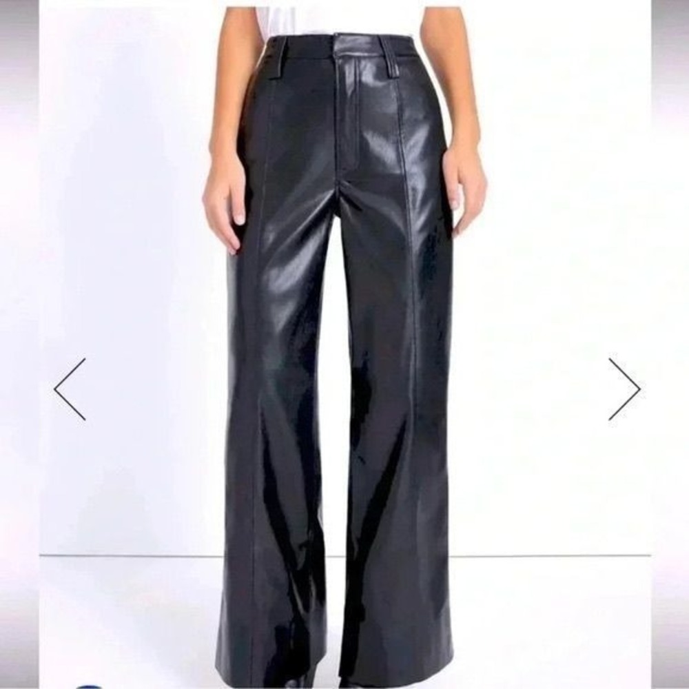 7 For All Mankind Vegan Leather Easy Trouser in Jet Set - Size Small‎
